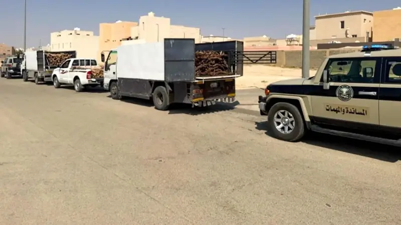 دوريات المجاهدين بالقصيم تضبط 3 مواطنين مخالفين لنظام البيئة بحوزتهم حطب محلي للبيع