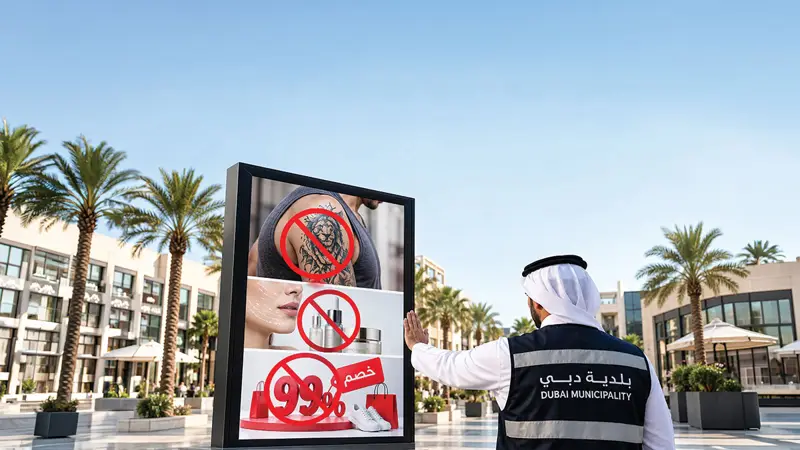 إعلانات دبي.. حظْر الزي الوطني على غير المواطنين وادعاءات العلاج المضمون والخصومات المضللة