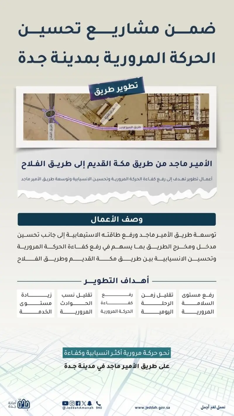 جدة.. تطوير طريق الأمير ماجد بـ 8 مسارات بين طريقي مكة القديم والفلاح