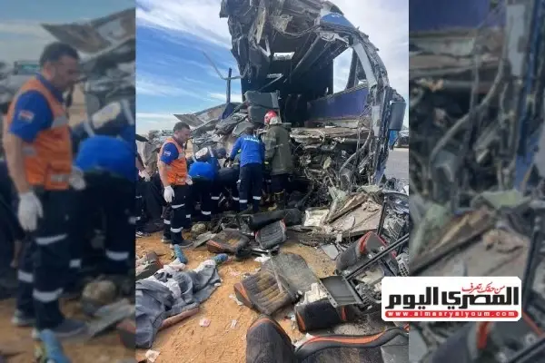 أسفر عن وفاة 13 شخصًا وإصابة 30 آخرين.. ننشر الصور الأولى لحادث طريق أسيوط الغربي (تفاصيل)