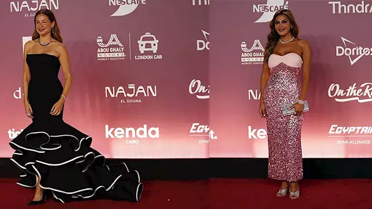 18 صورة| ريهام حجاج ونجلاء بدر وريا ابي راشد على السجادة الحمراء بافتتاح الجونة