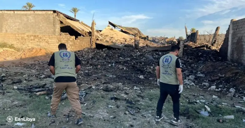 المباحث الجنائية تُباشر تمشيط موقع انفجار مخزن الذخيرة بمصراتة
