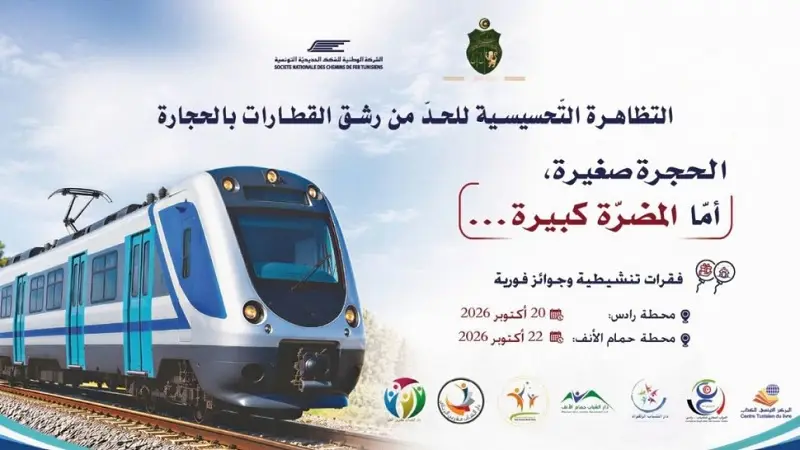 الشركة الوطنية للسكك الحديدية تطلق حملة توعوية ضد رشق القطارات بالحجارة