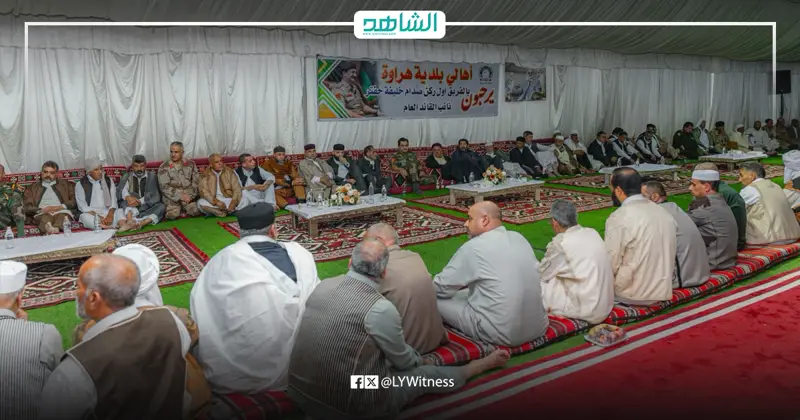 صدام حفتر يزور بلدية هراوة ويلتقي مشايخ وأعيان القبائل - اخبار ليبيا