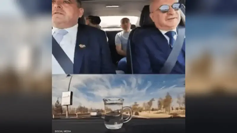 بكوب ماء.. وزير النقل السوري يختبر جودة طريق مطار دمشق