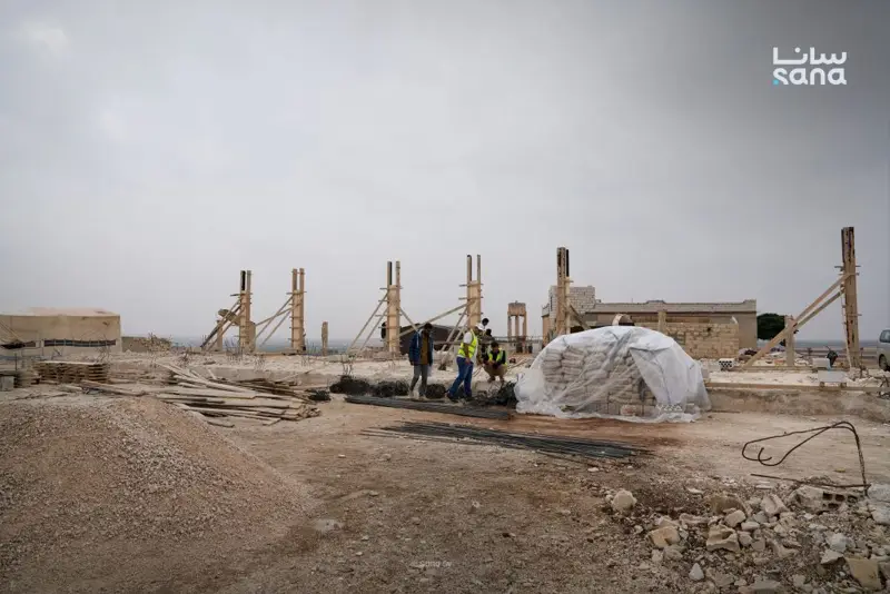 بدء أعمال مشروع بناء مدرسة سحاب في ريف حماة الشمالي