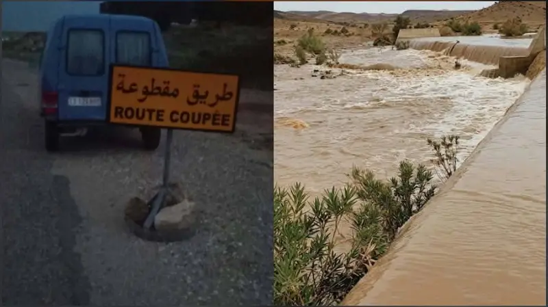 القيروان..أمطار بالوسلاتية ومسارات بديلة آمنة لحركة المرور مع توخي الحذر