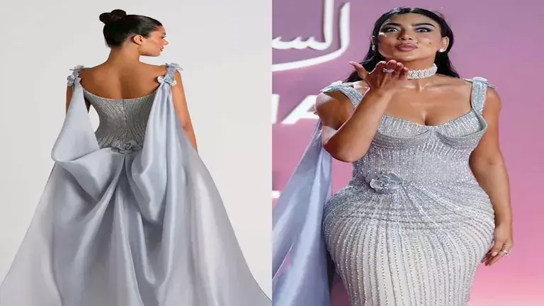 كارولين عزمي تخطف الأنظار بفستان كوتور مطرز يدويًا وكاب طويل في خامس أيام الجونة