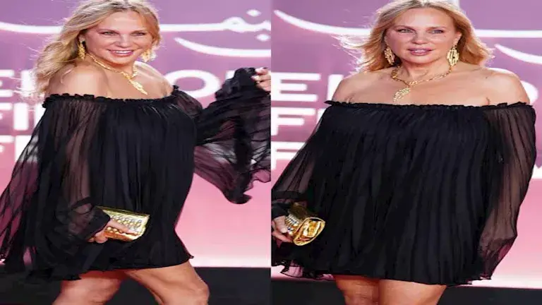 شيرين رضا بفستان أسود شيفون من شي إن بـ3 آلاف جنيه