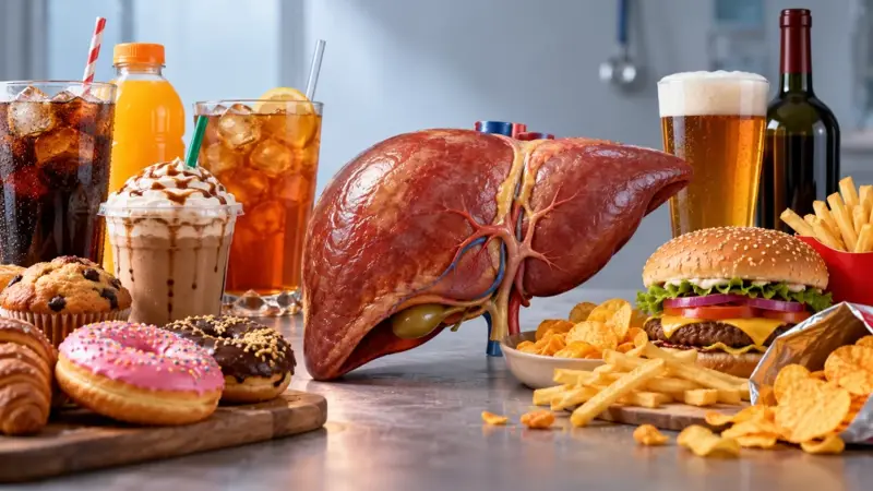 المشروبات المحلاة والوجبات السريعة.. مخاطر تهدد الكبد