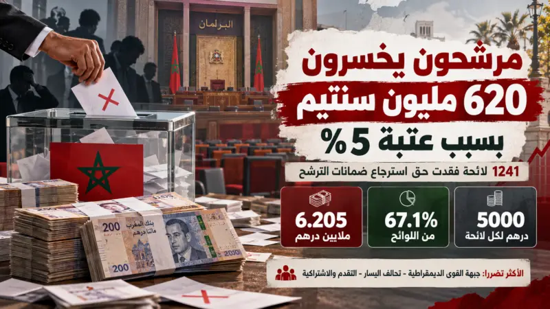 مرشحون يخسرون 620 مليون سنتيم بسبب عتبة الـ5%.. تحالف اليسار والـ »PPS » وجبهة القوى في المقدمة