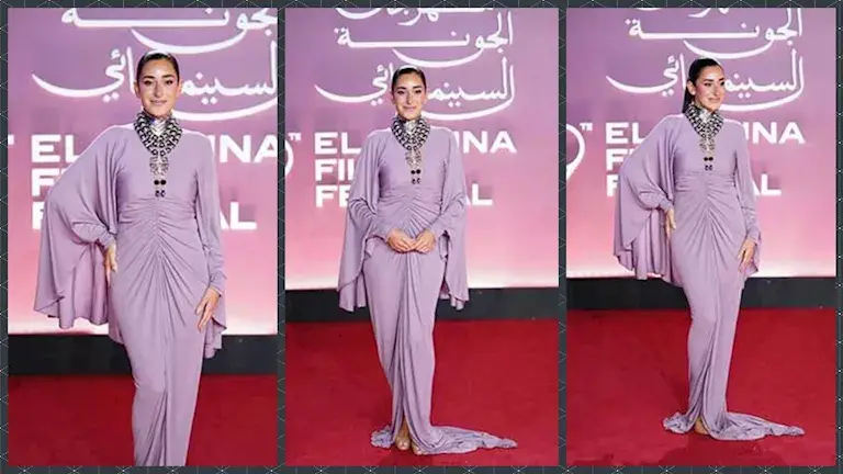 أمينة خليل بفستان من فالنتينو يتجاوز سعره 549 ألف جنيه في سابع أيام الجونة